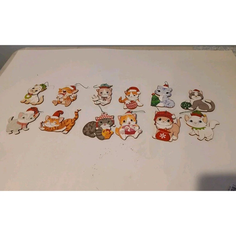 32 Christmas Cat  Kitten Ornaments Chunful Ornaments  Wooden Hanging Tree